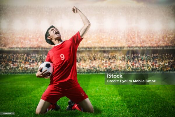 Soccer Player Celebrating In Stadium